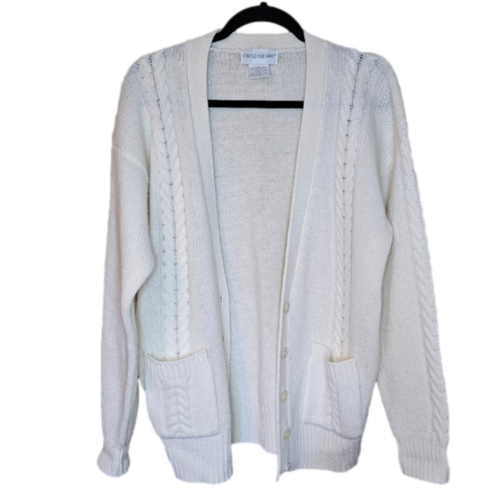 Lambswool and Angora hair cableknit cardigan sweater Size Medium